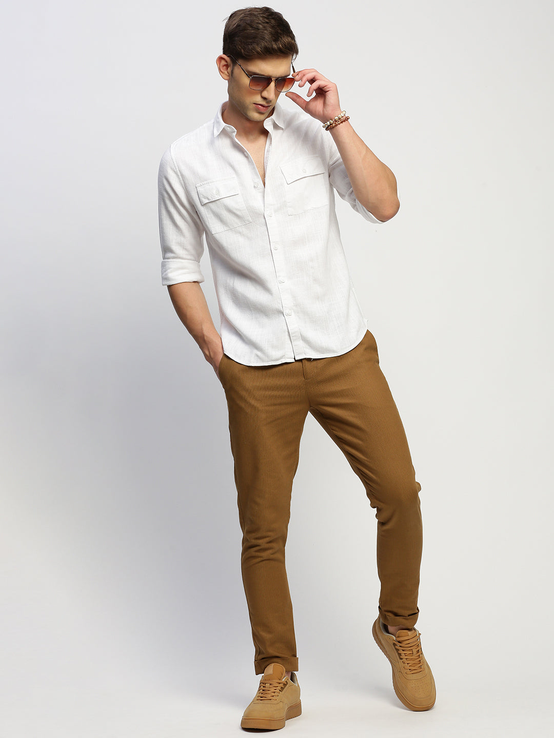 Men White Solid Shirt