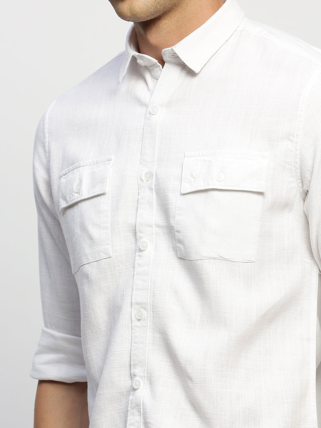 Men White Solid Shirt