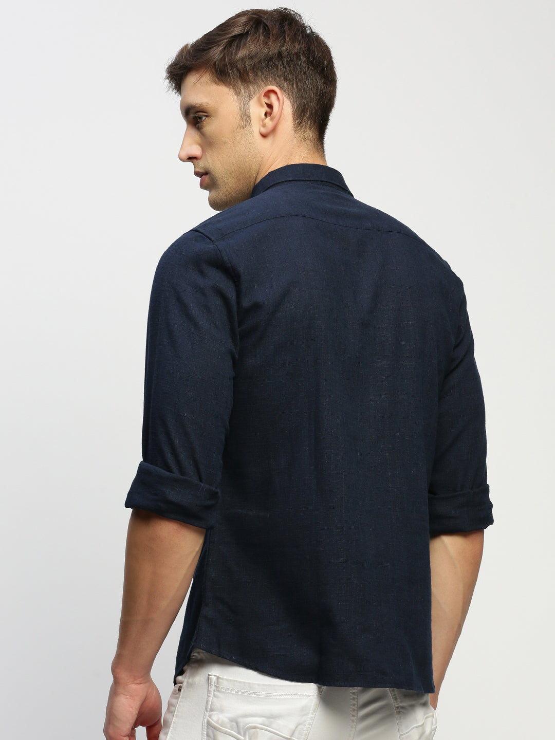 Men Navy Solid Shirt