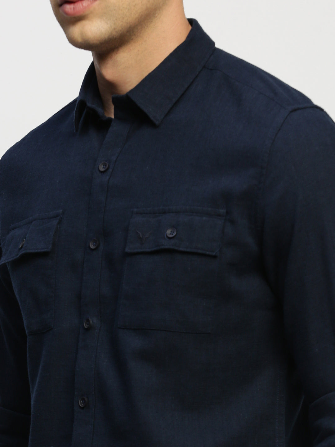 Men Navy Solid Shirt