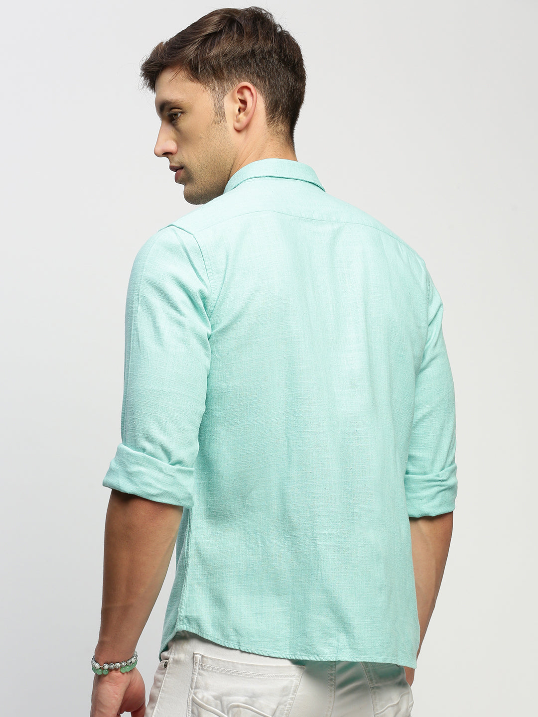 Men Green Solid Shirt