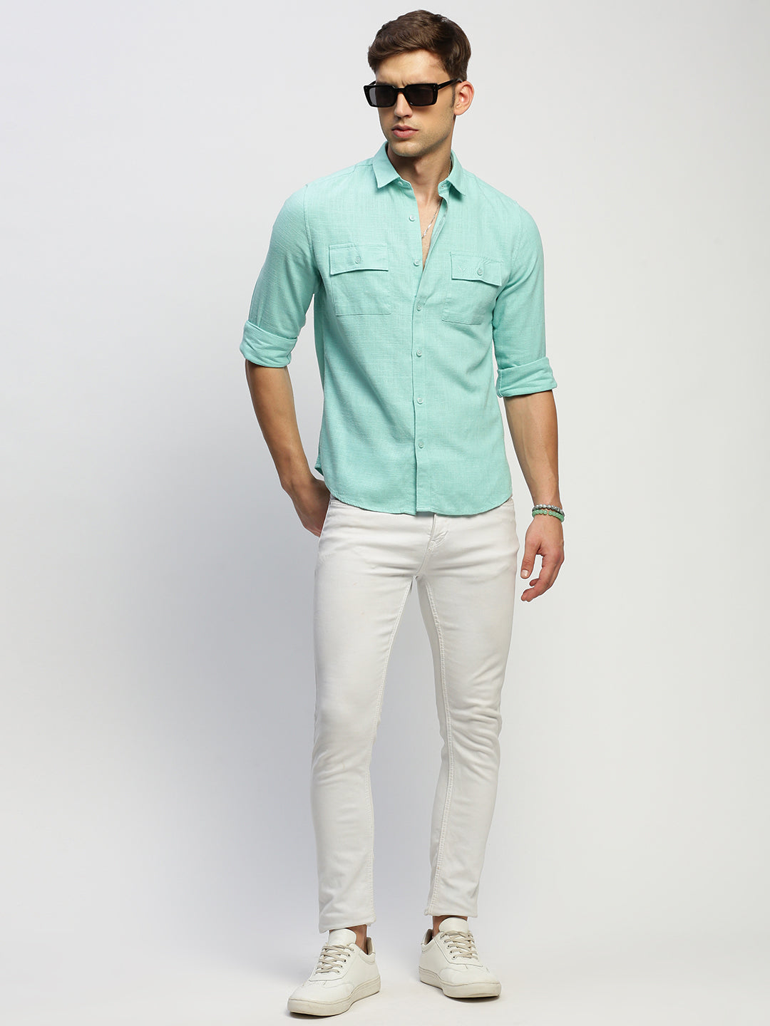 Men Green Solid Shirt