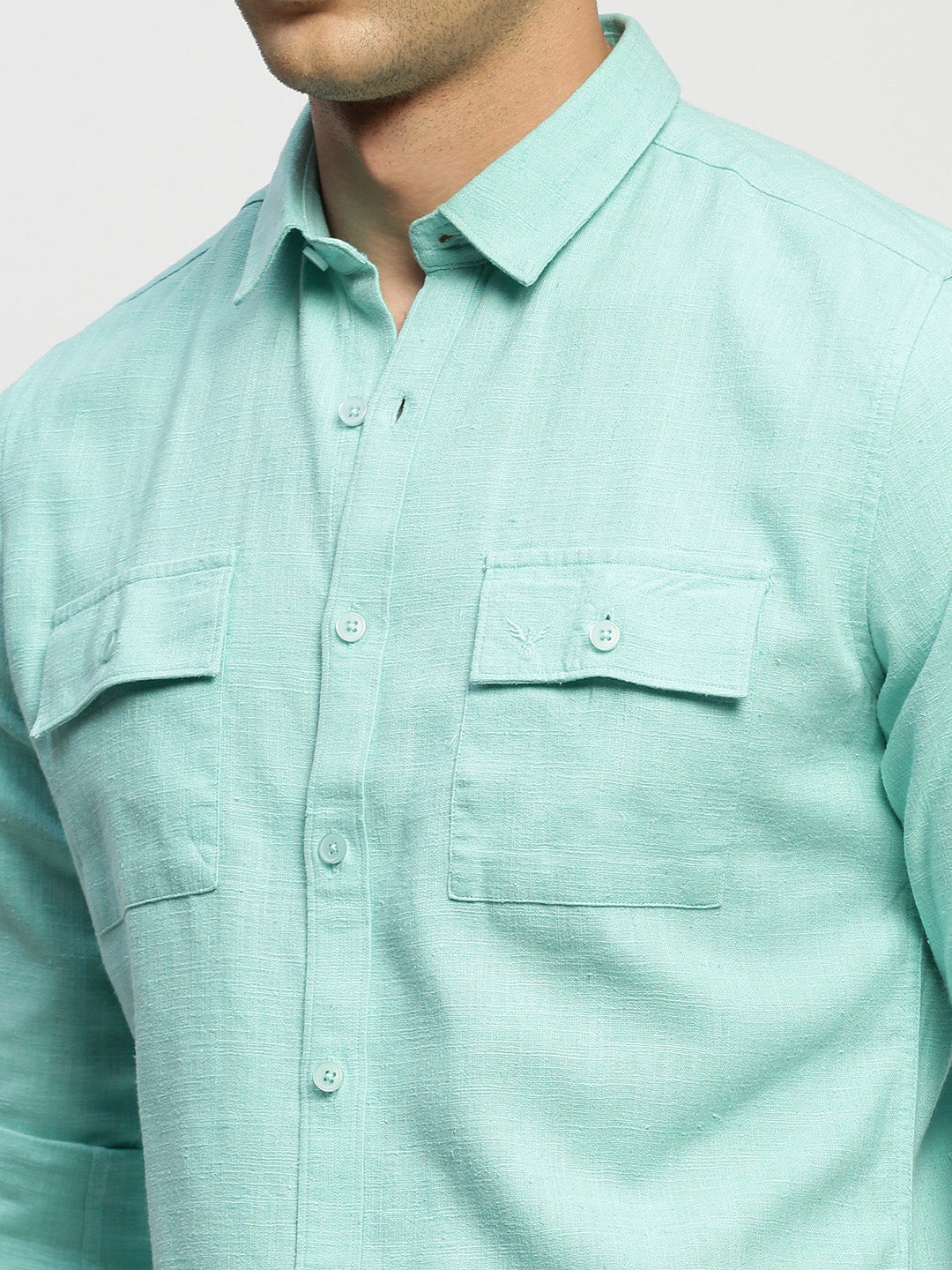 Men Green Solid Shirt