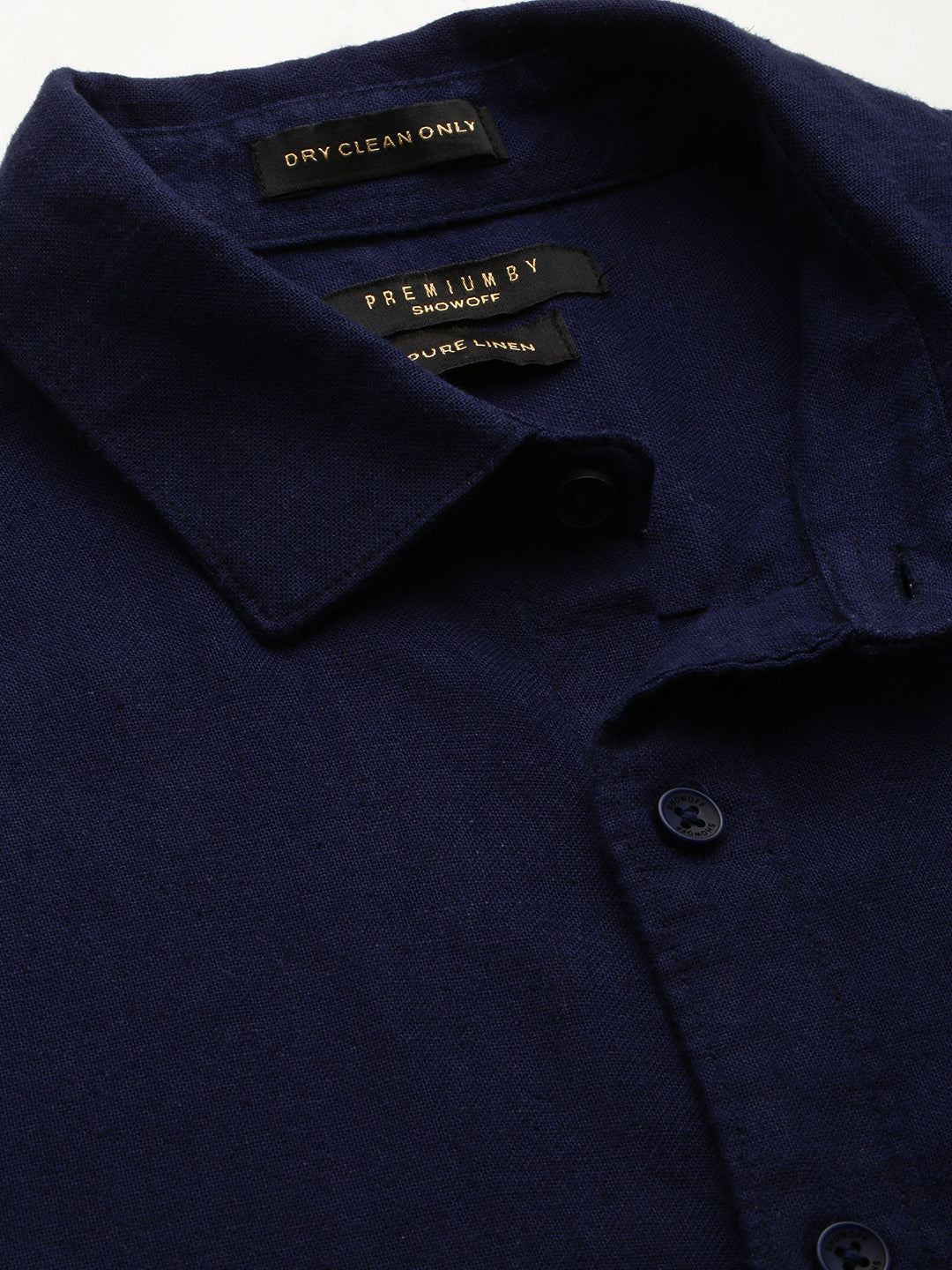 Men Navy Solid Casual Shirt