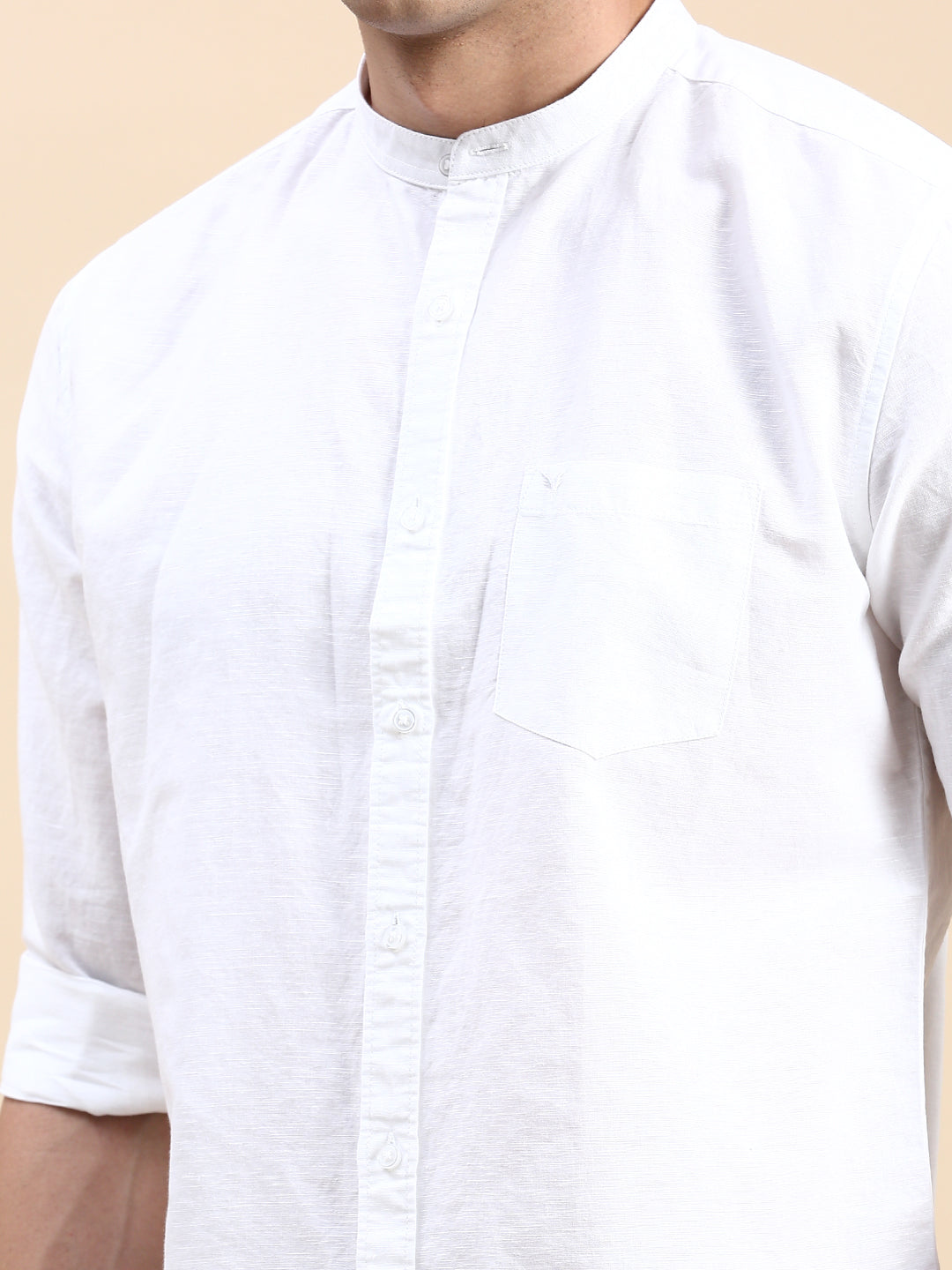 Men White Solid Casual Shirt