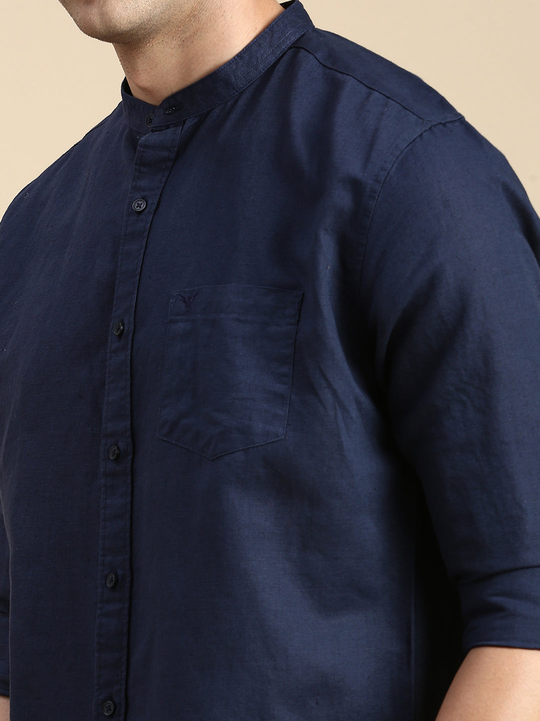 Men Navy Solid Casual Shirt