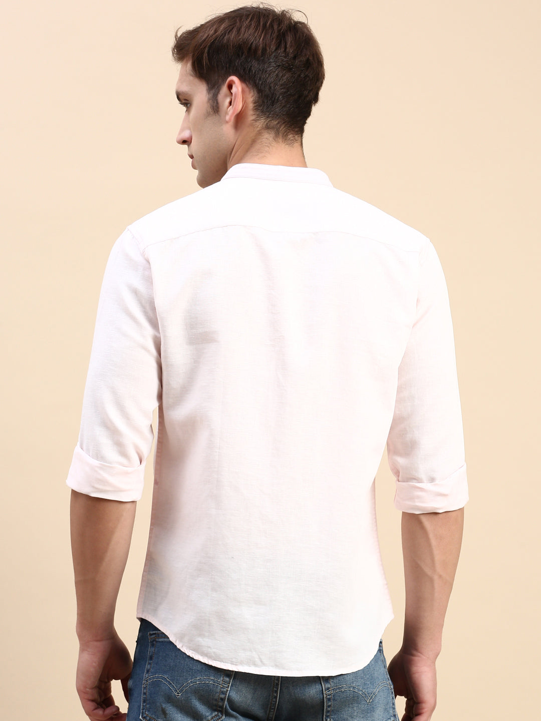 Men Pink Solid Casual Shirt