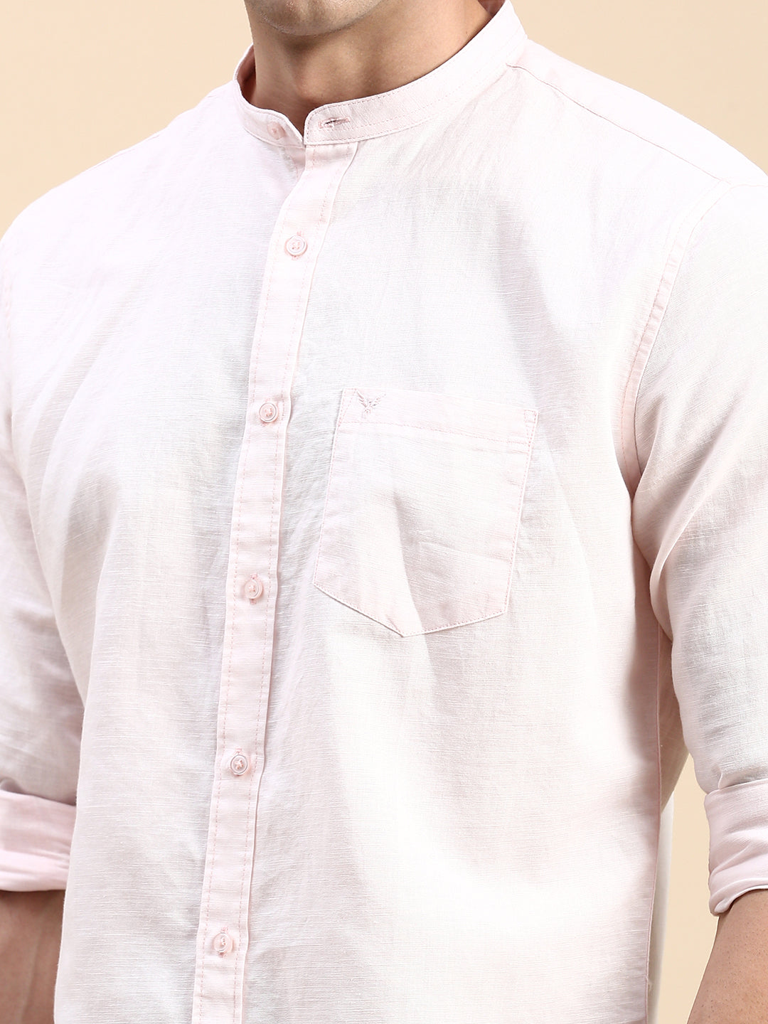 Men Pink Solid Casual Shirt