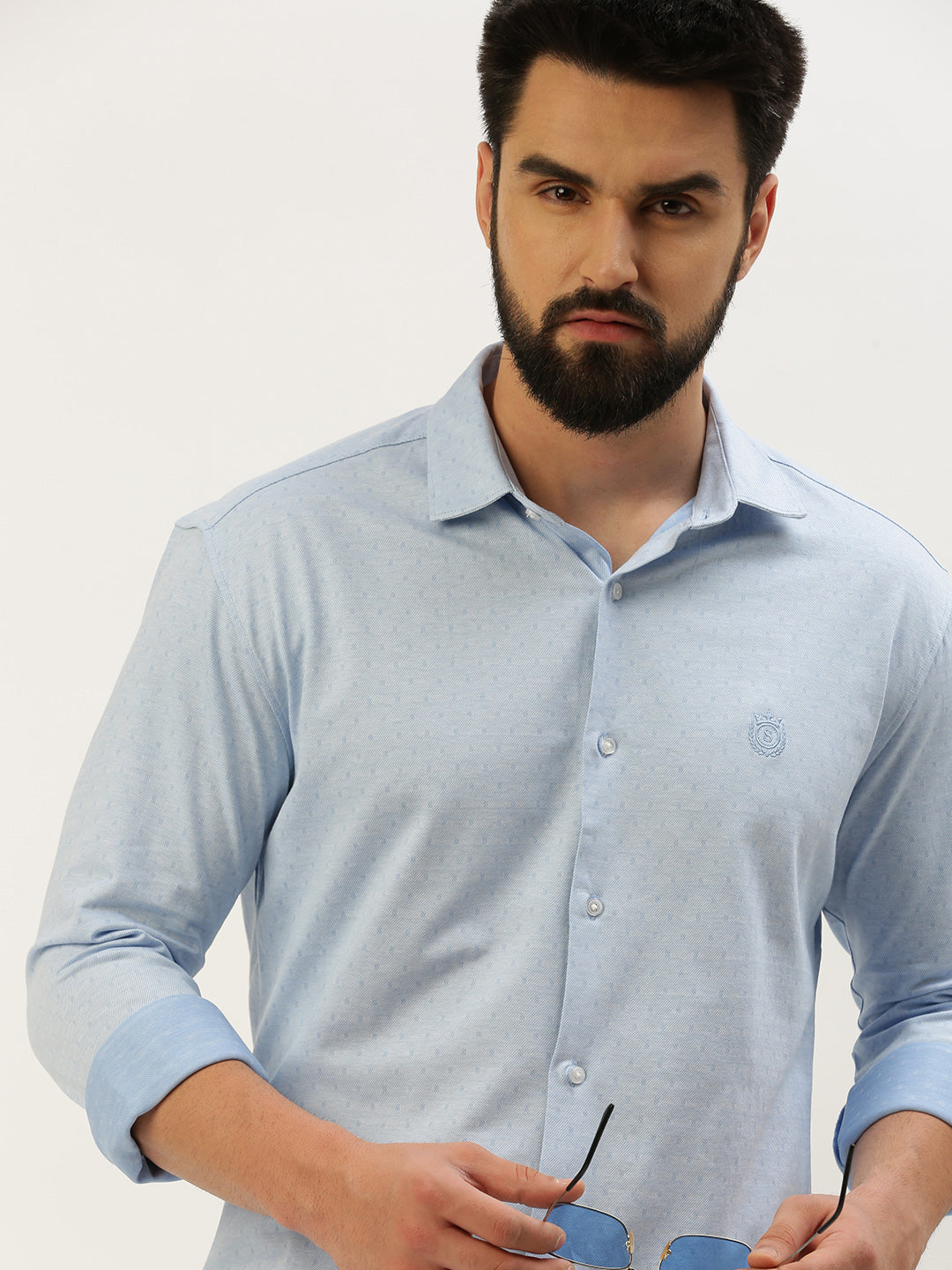 Men Blue Solid Casual Shirt