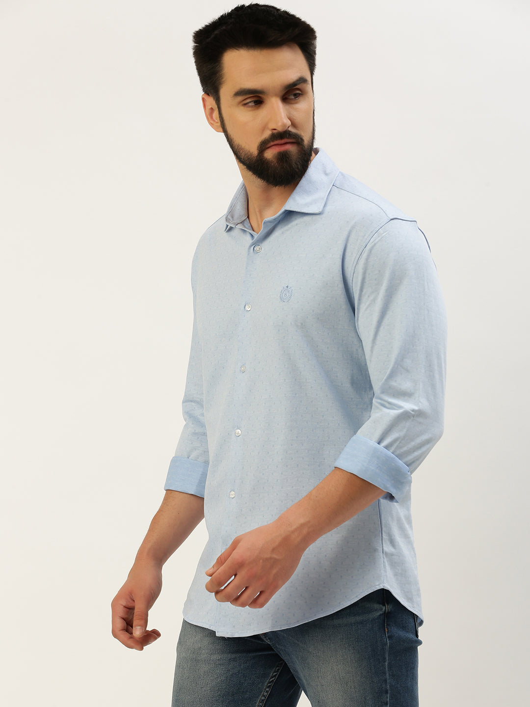 Men Blue Solid Casual Shirt