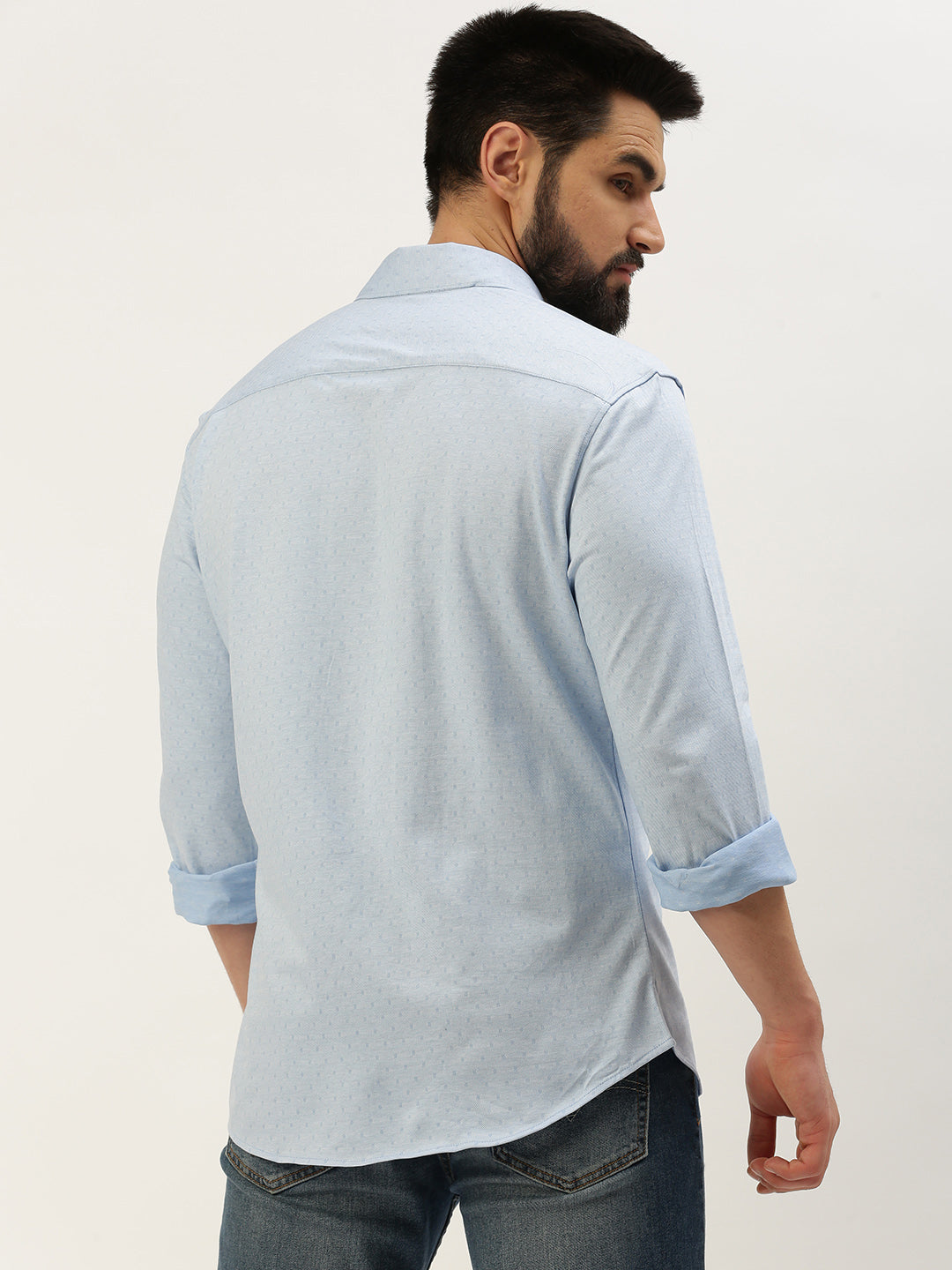 Men Blue Solid Casual Shirt