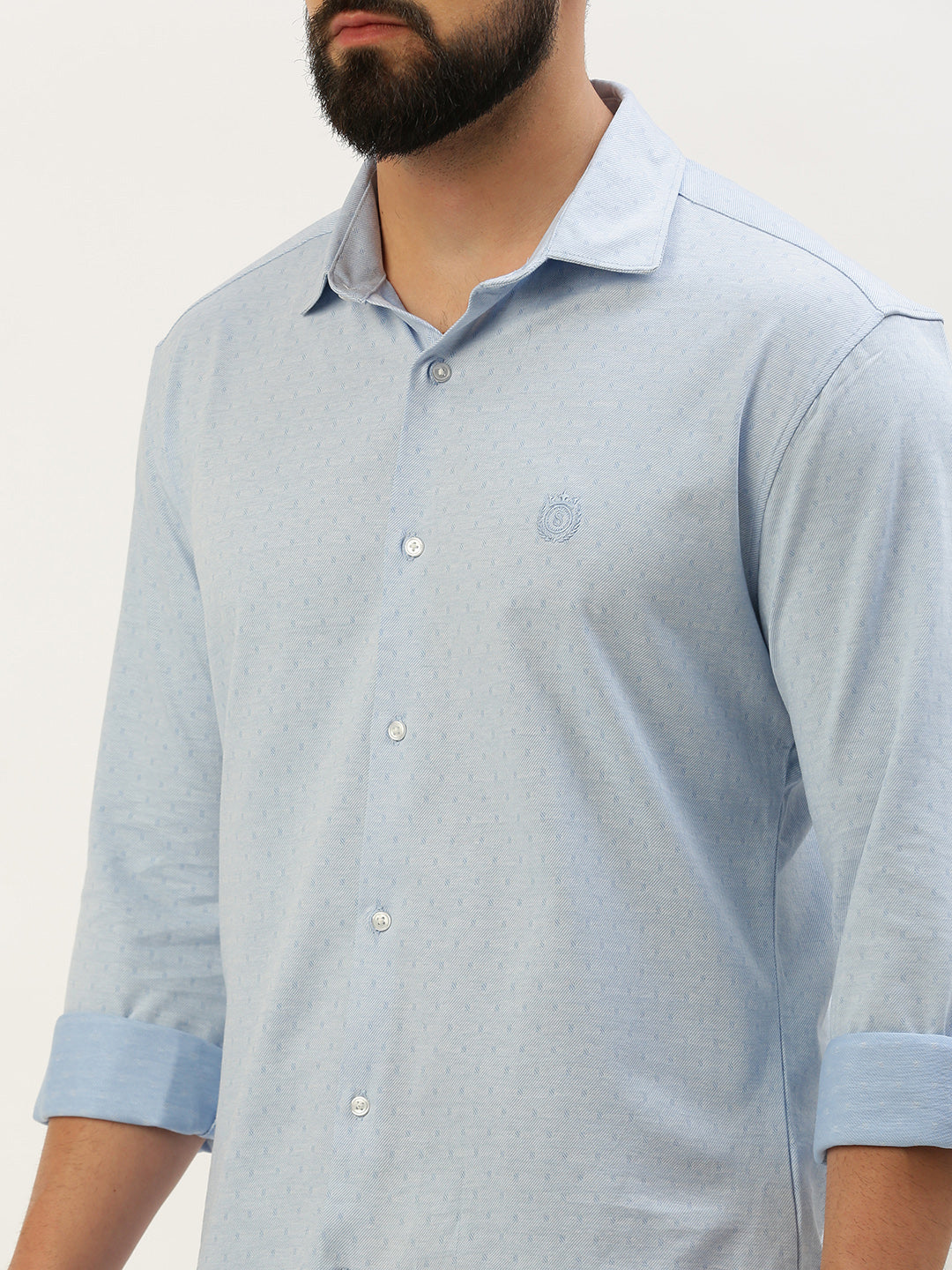 Men Blue Solid Casual Shirt