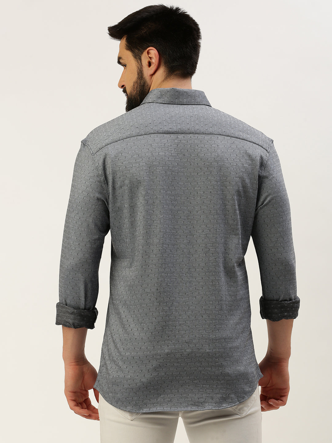 Men Grey Solid Casual Shirt