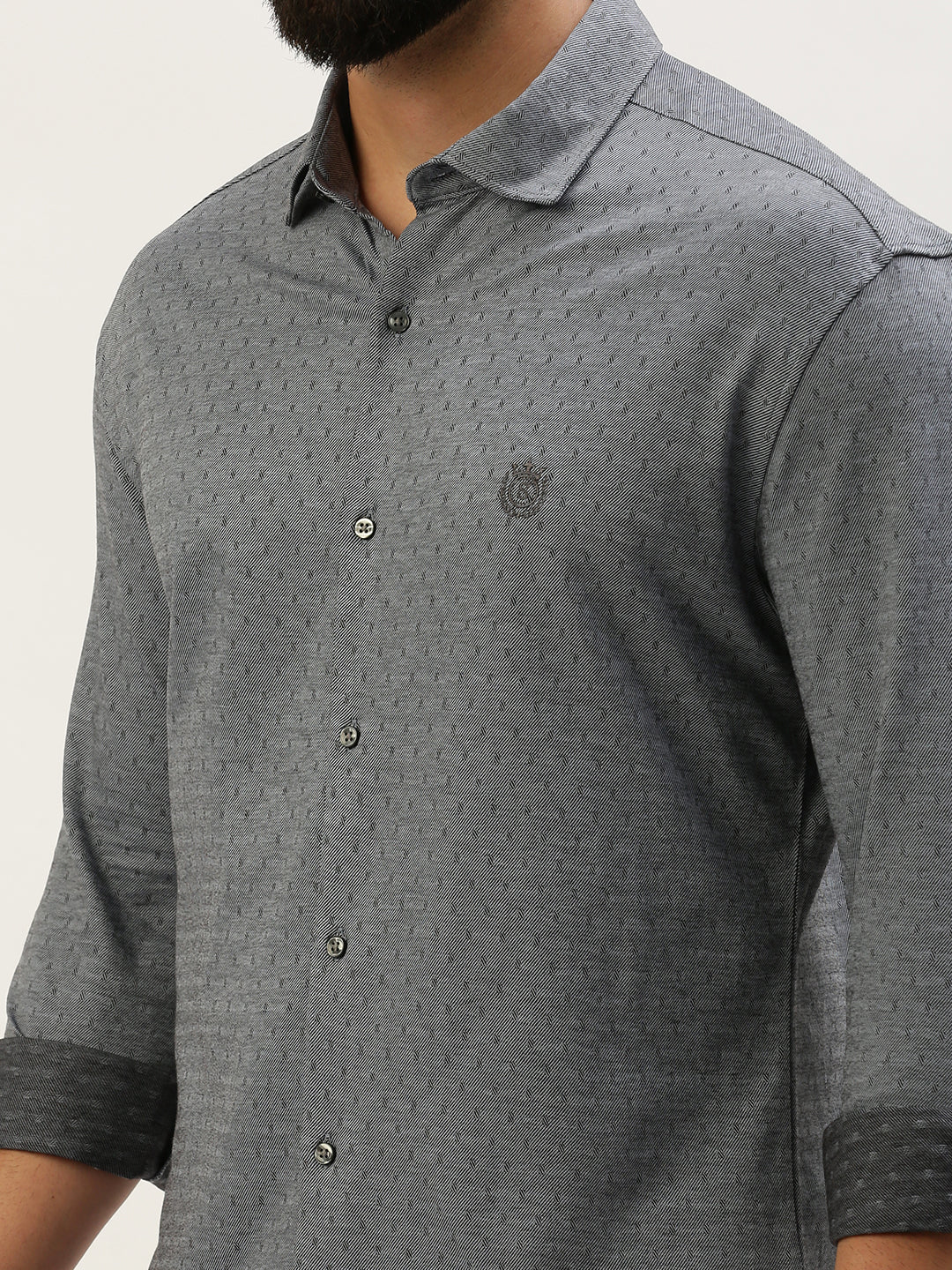 Men Grey Solid Casual Shirt