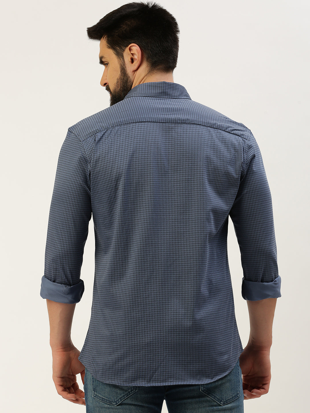 Men Blue Printed Casual Shirt