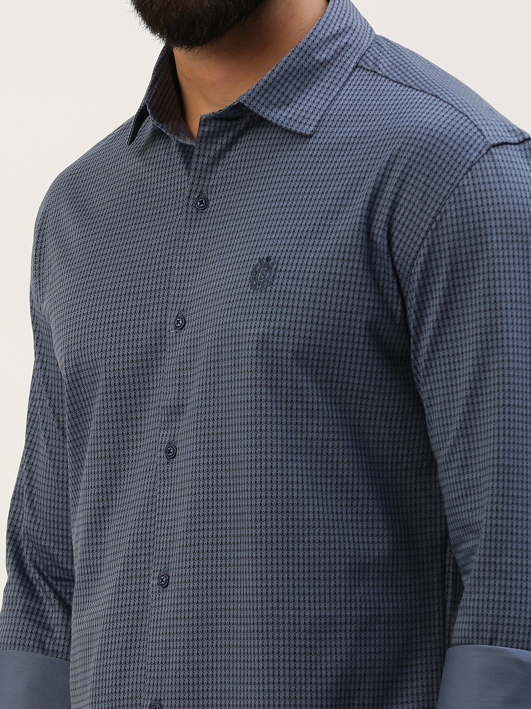 Men Blue Printed Casual Shirt