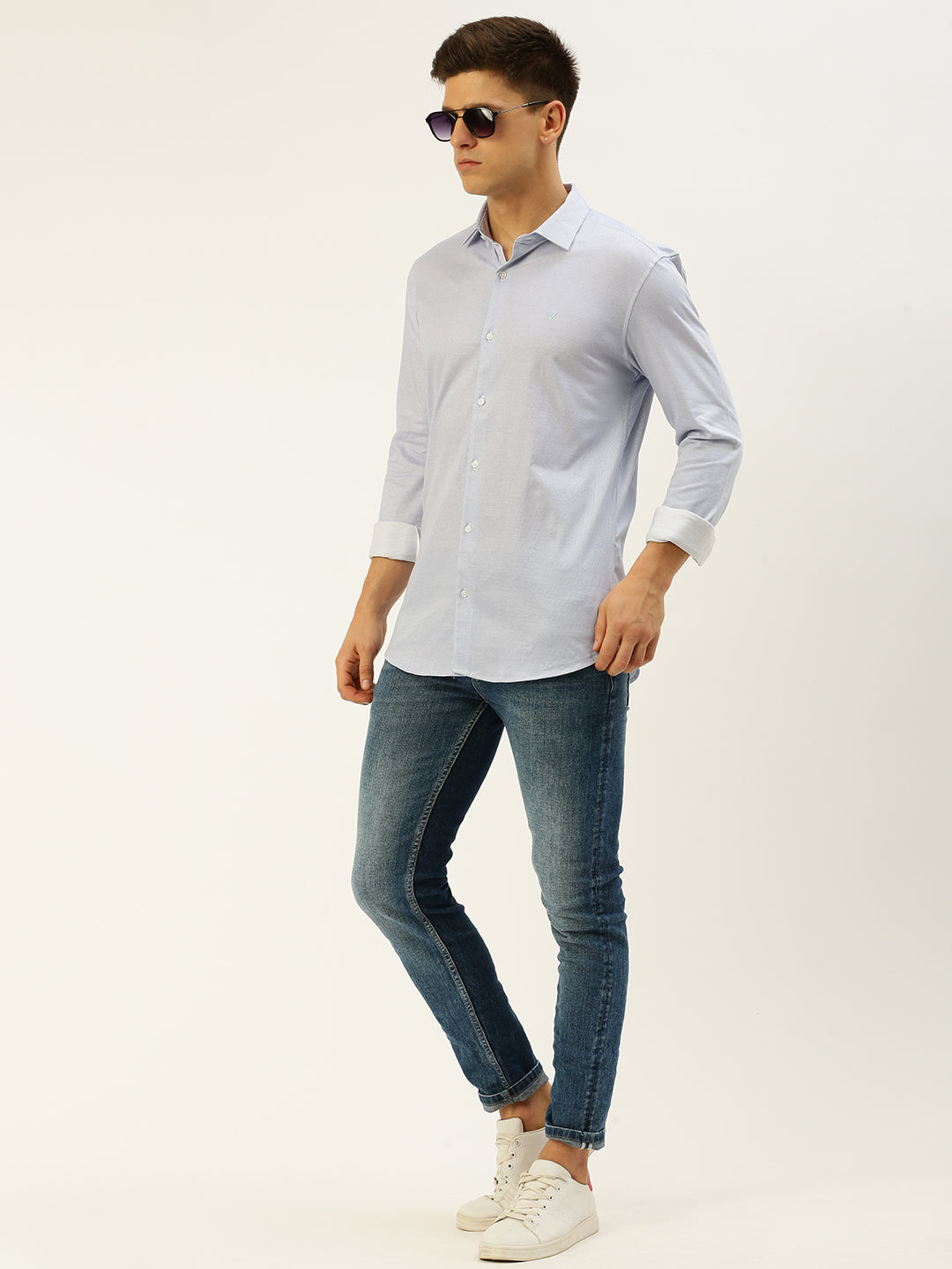 Men Blue Striped Casual Shirt