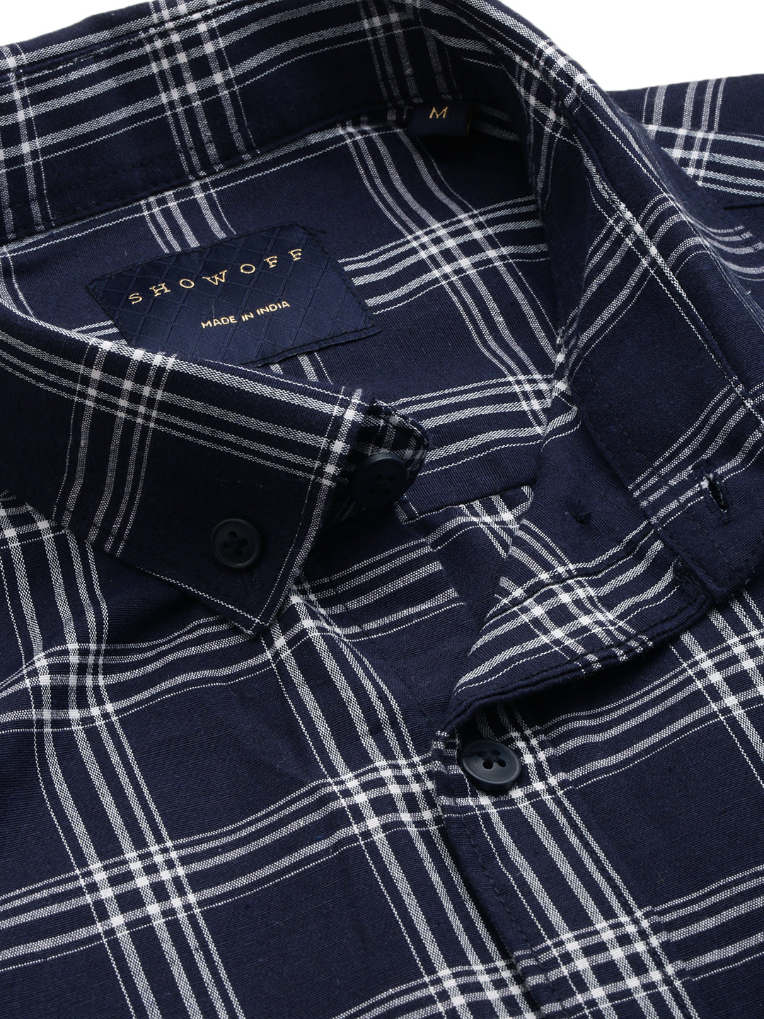 Men Navy Checked Casual Shirt