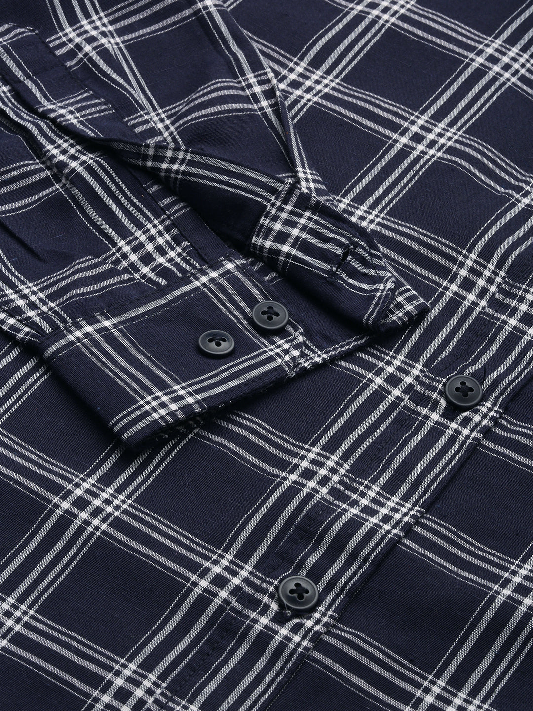 Men Navy Checked Casual Shirt