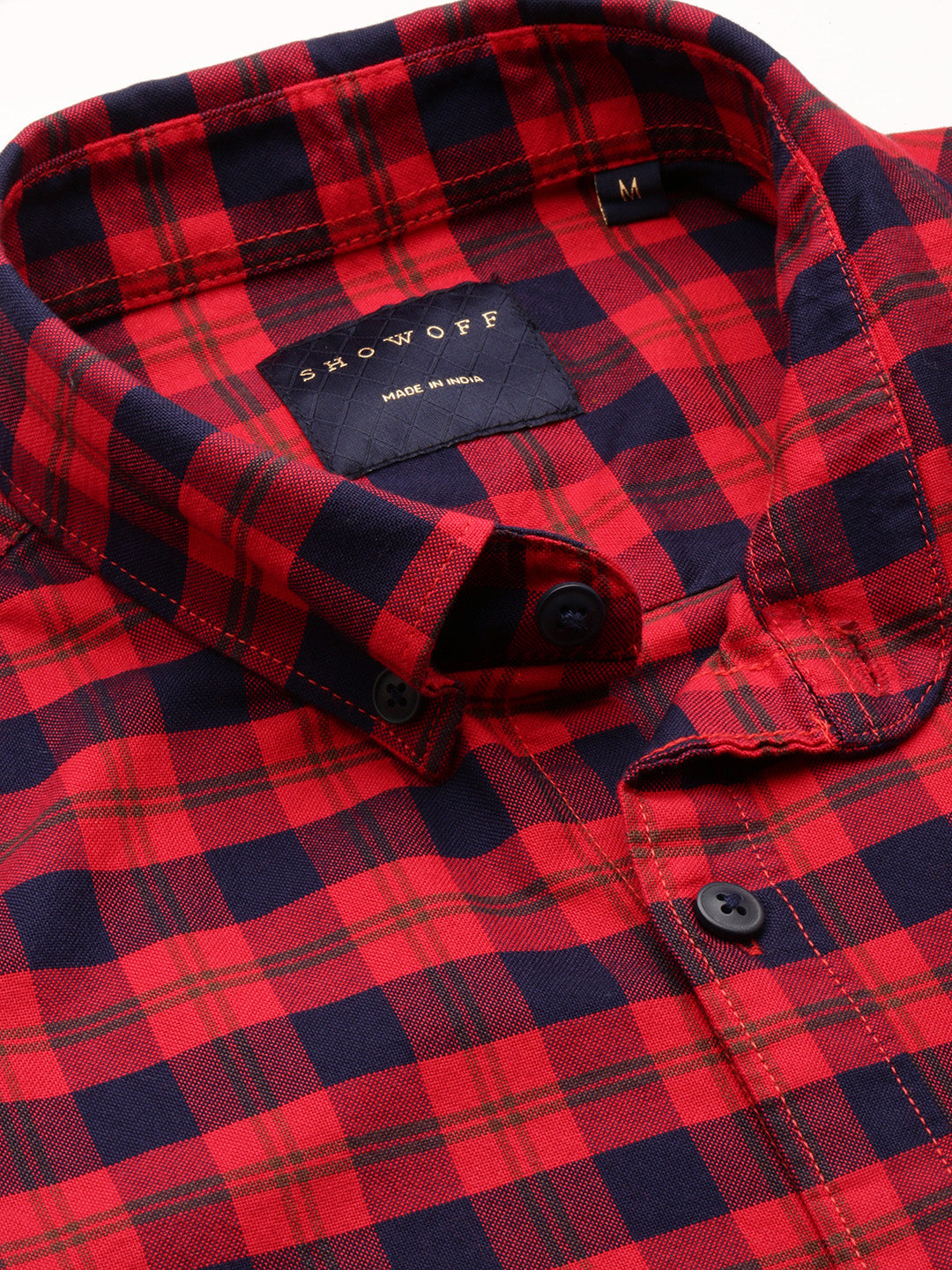 Men Red Checked Casual Shirt