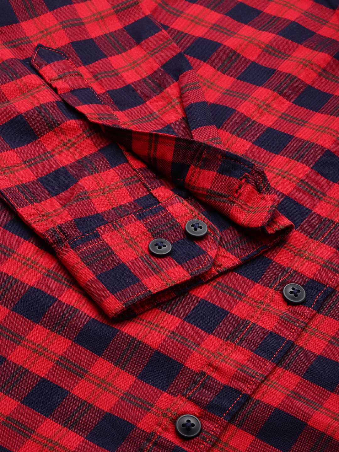 Men Red Checked Casual Shirt