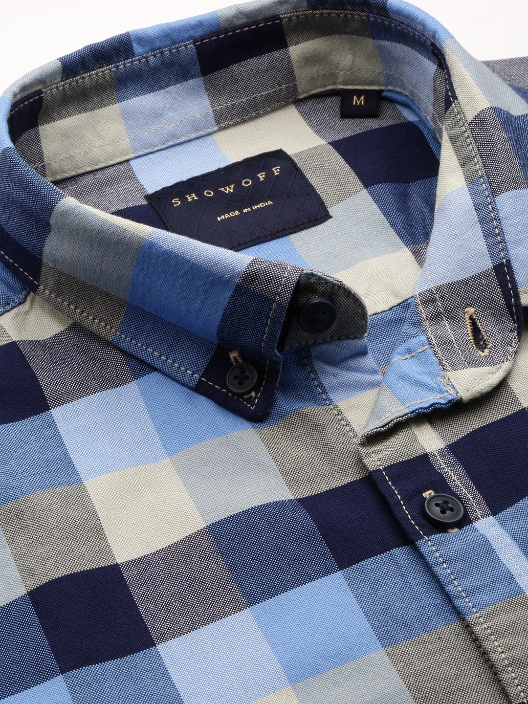 Men Blue Checked Casual Shirt