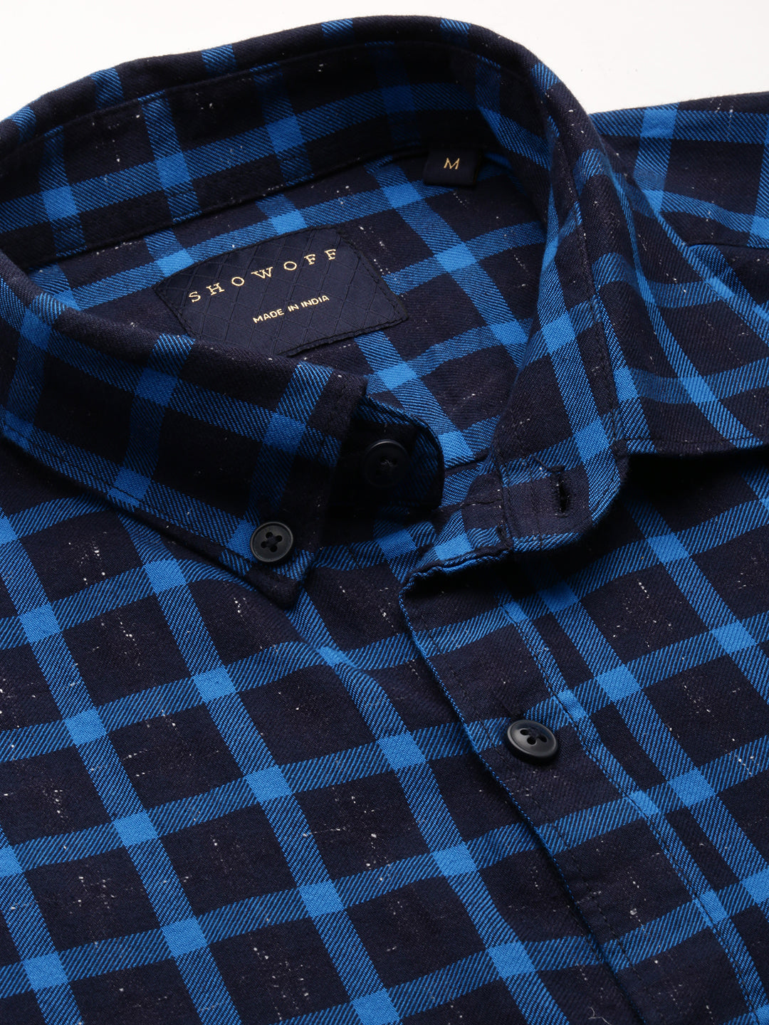 Men Navy Checked Casual Shirt