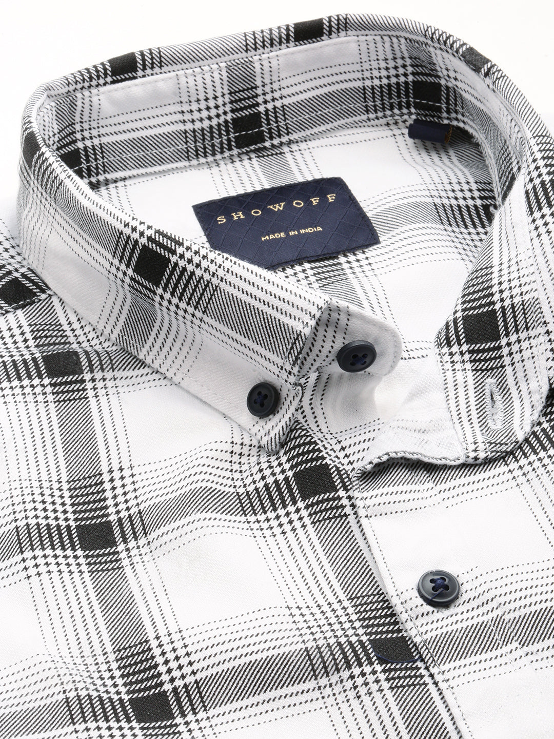 Men White Checked Casual Shirt