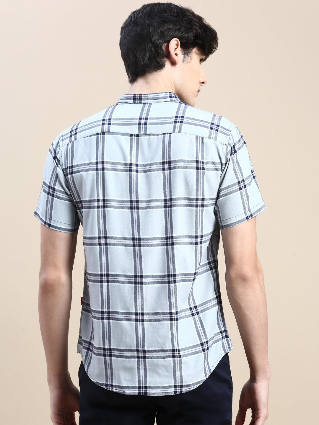 Men Grey Checked Casual Shirt