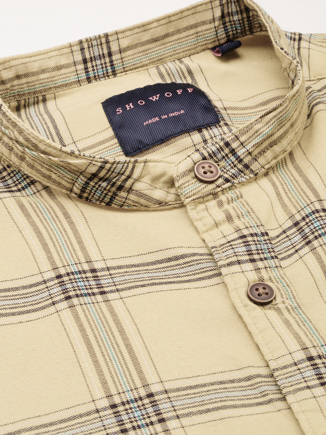 Men Beige Checked Casual Shirt