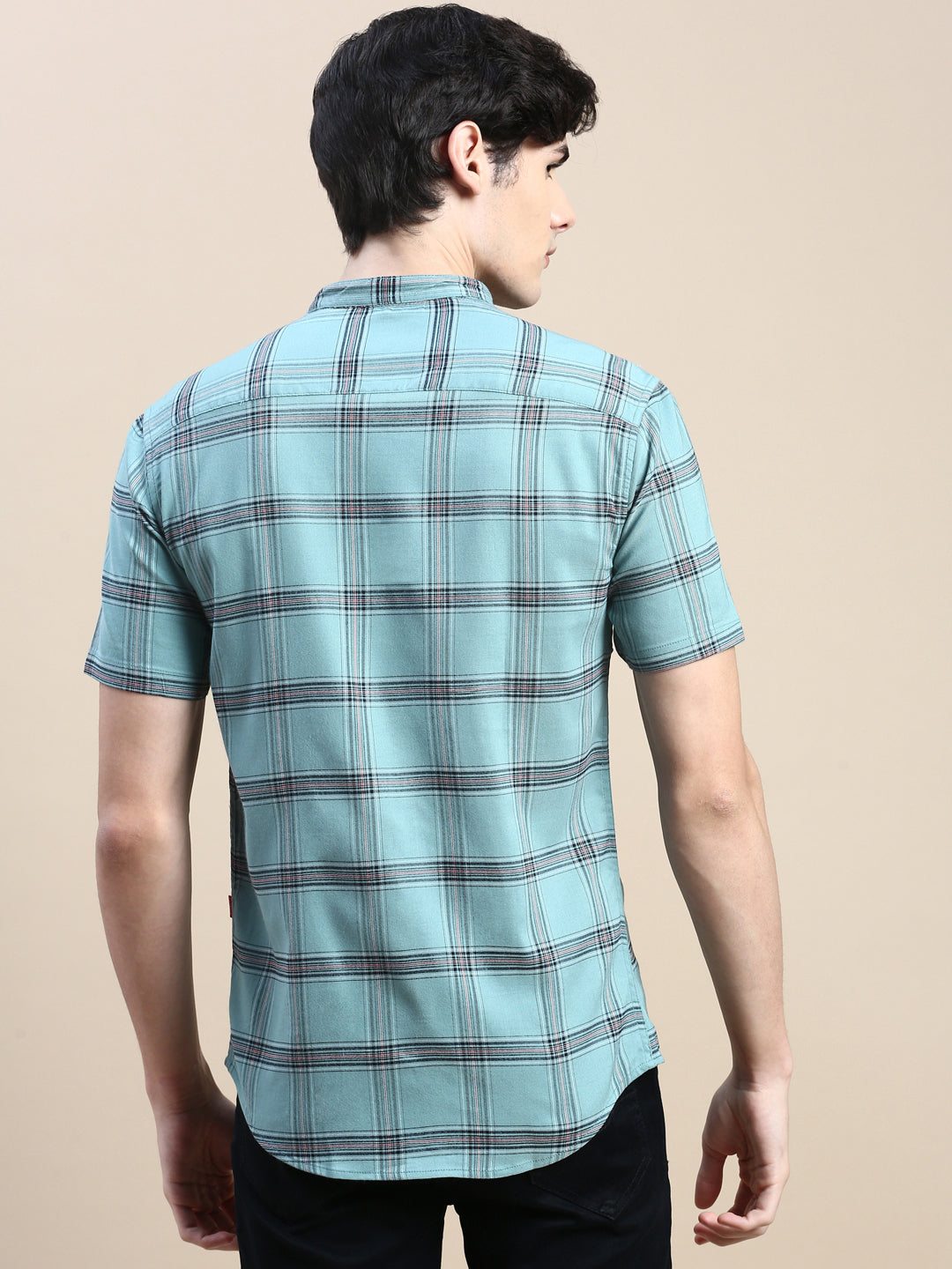 Men Green Checked Casual Shirt