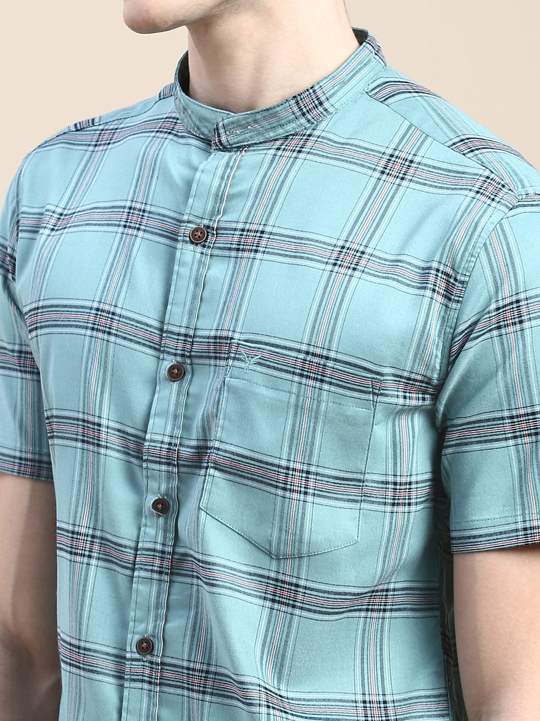 Men Green Checked Casual Shirt