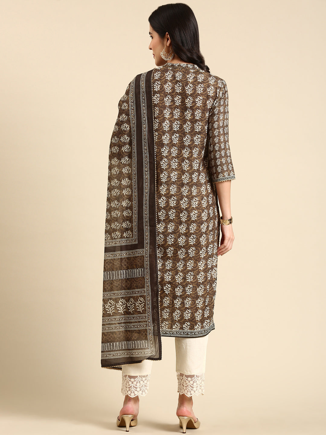 Women's Olive Printed Kurta Set