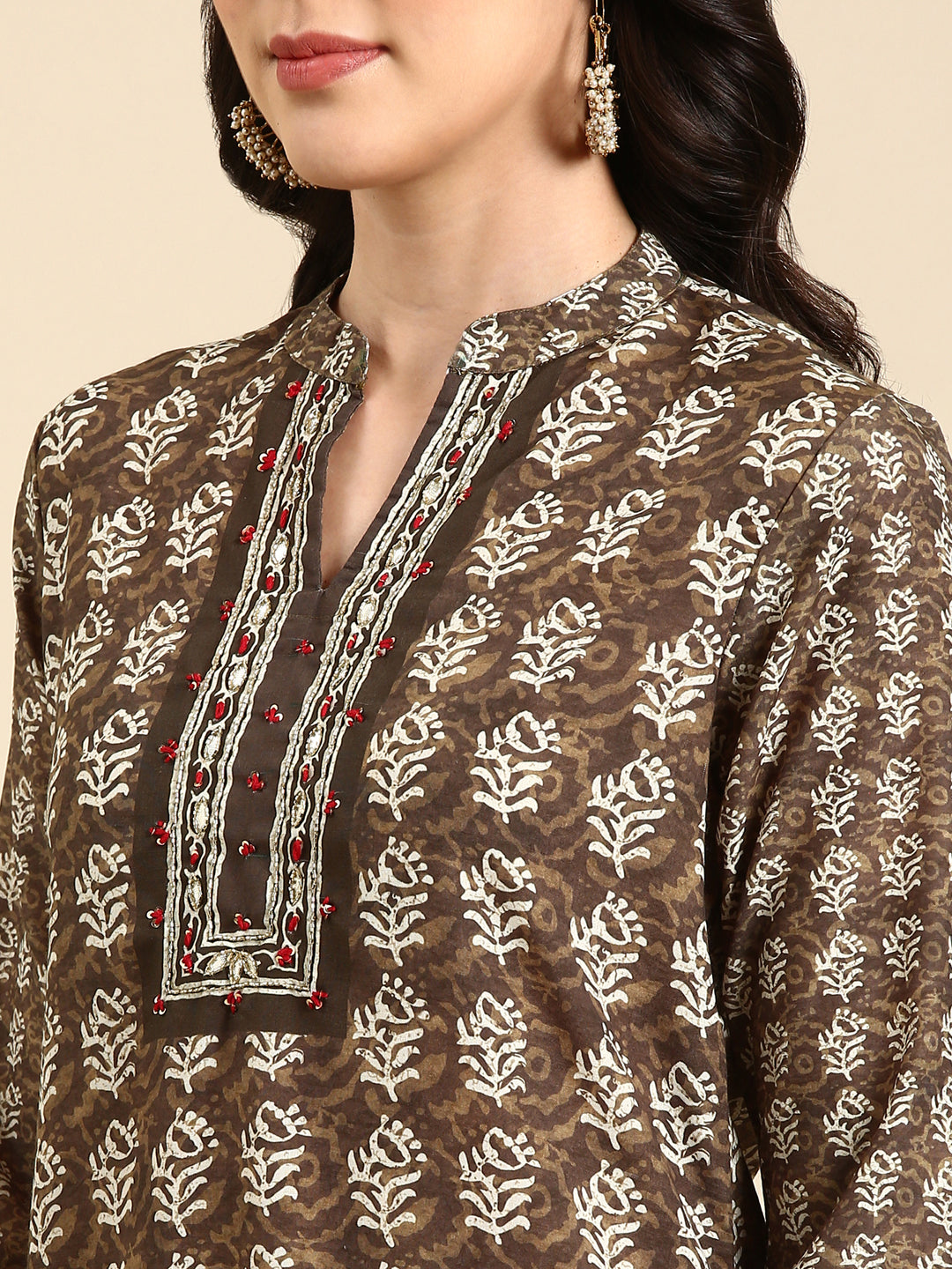 Women's Olive Printed Kurta Set