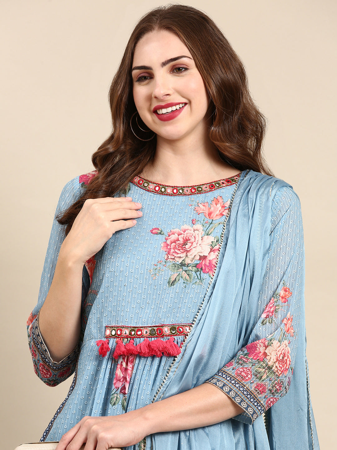 Women's Blue Printed Kurta Set