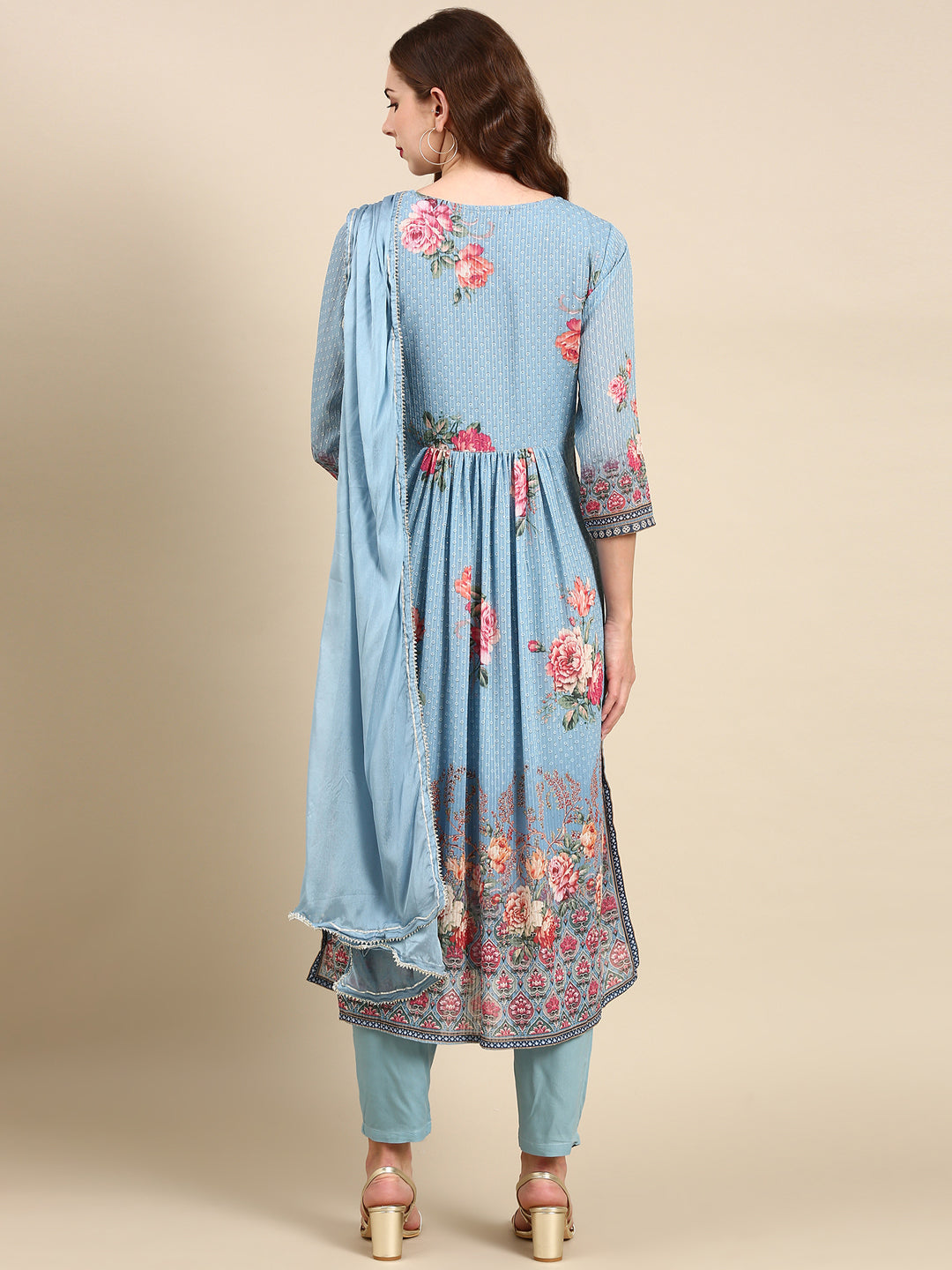 Women's Blue Printed Kurta Set