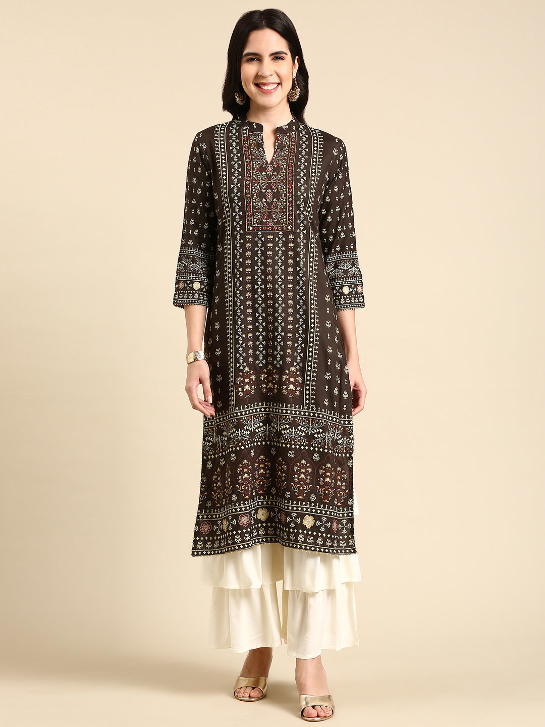 Women's Olive Printed Kurta Set