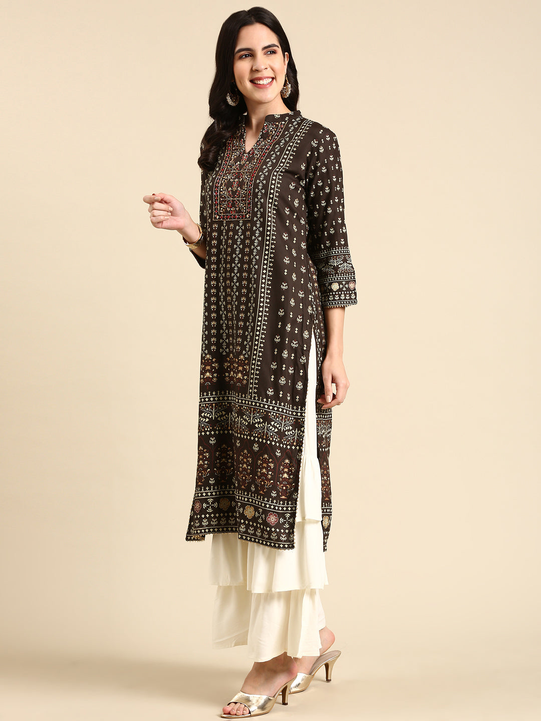 Women's Olive Printed Kurta Set