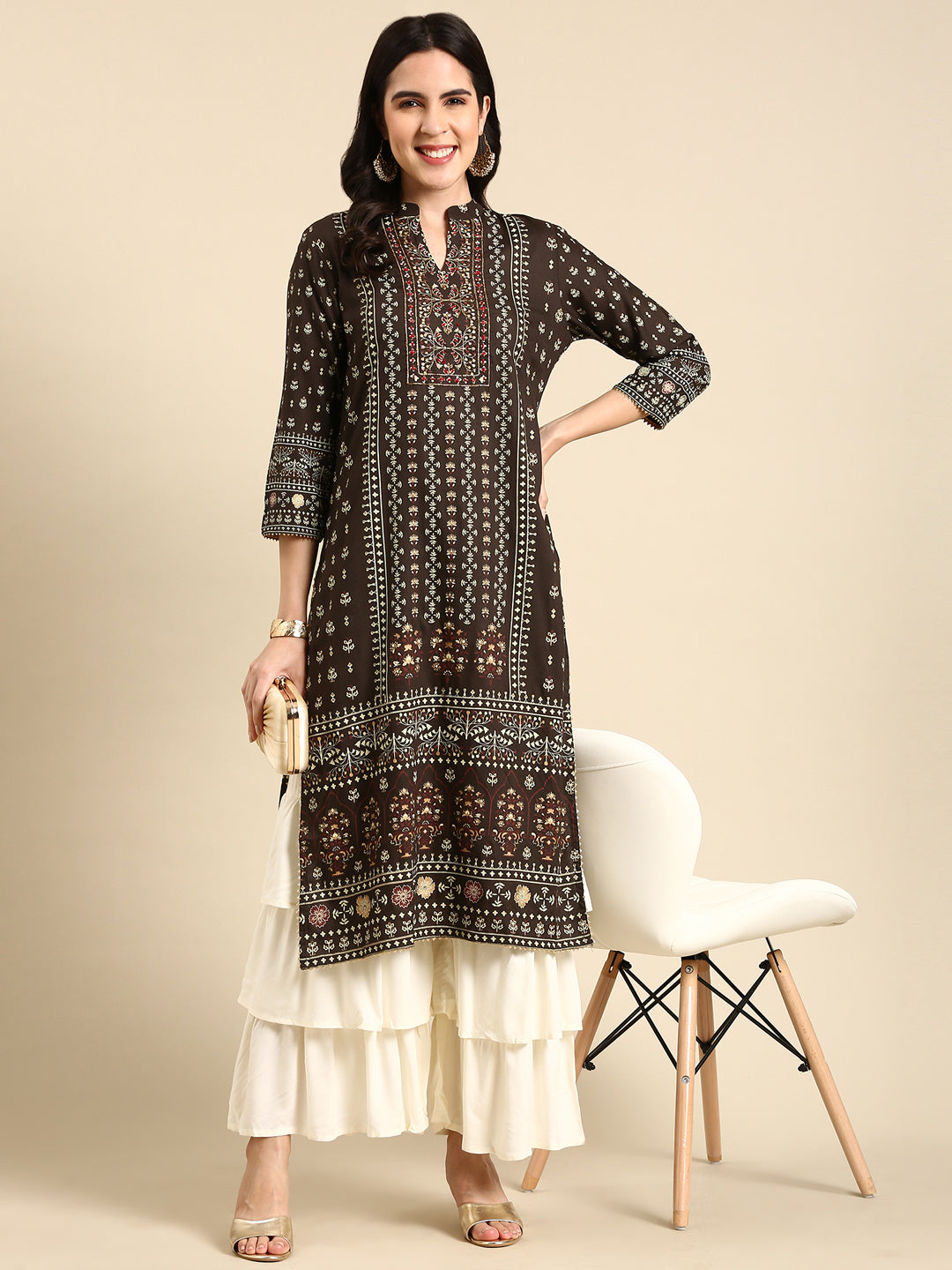 Women's Olive Printed Kurta Set