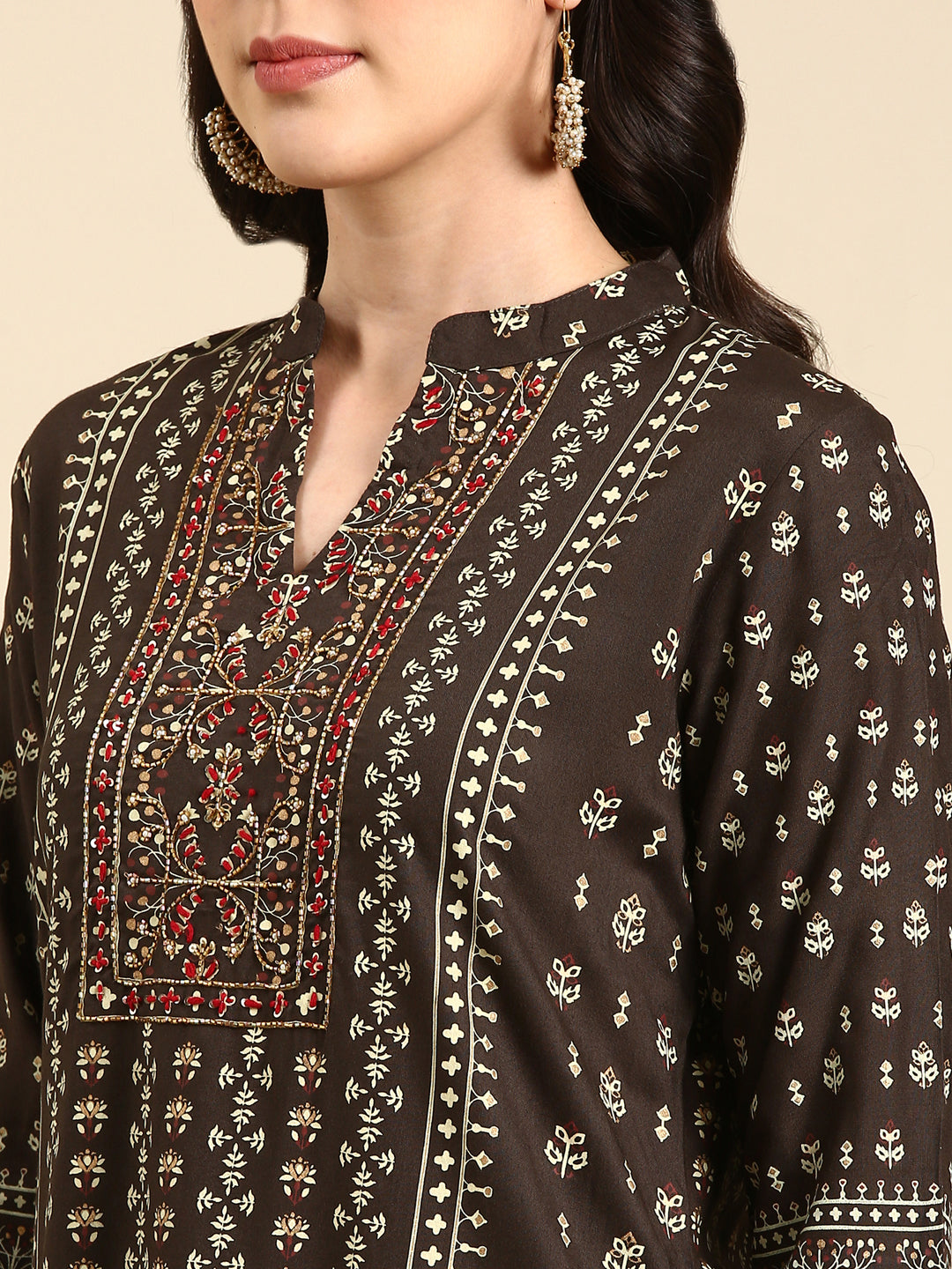 Women's Olive Printed Kurta Set