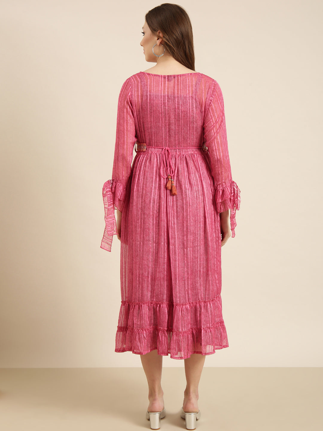 Women Pink Ethnic Motifs Empire Dress