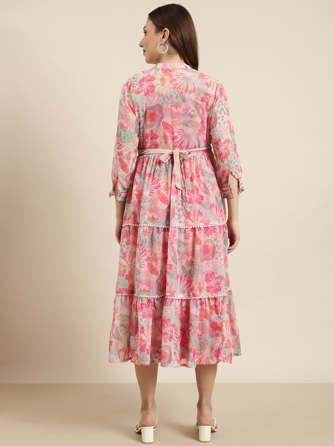 Women Pink Solid Empire Dress