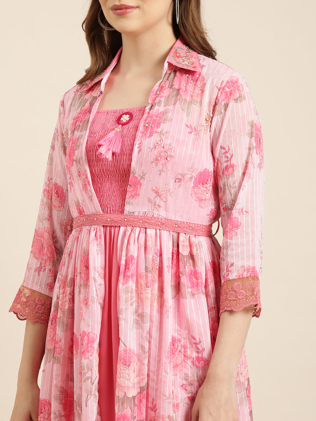 Women Pink Solid Empire Dress