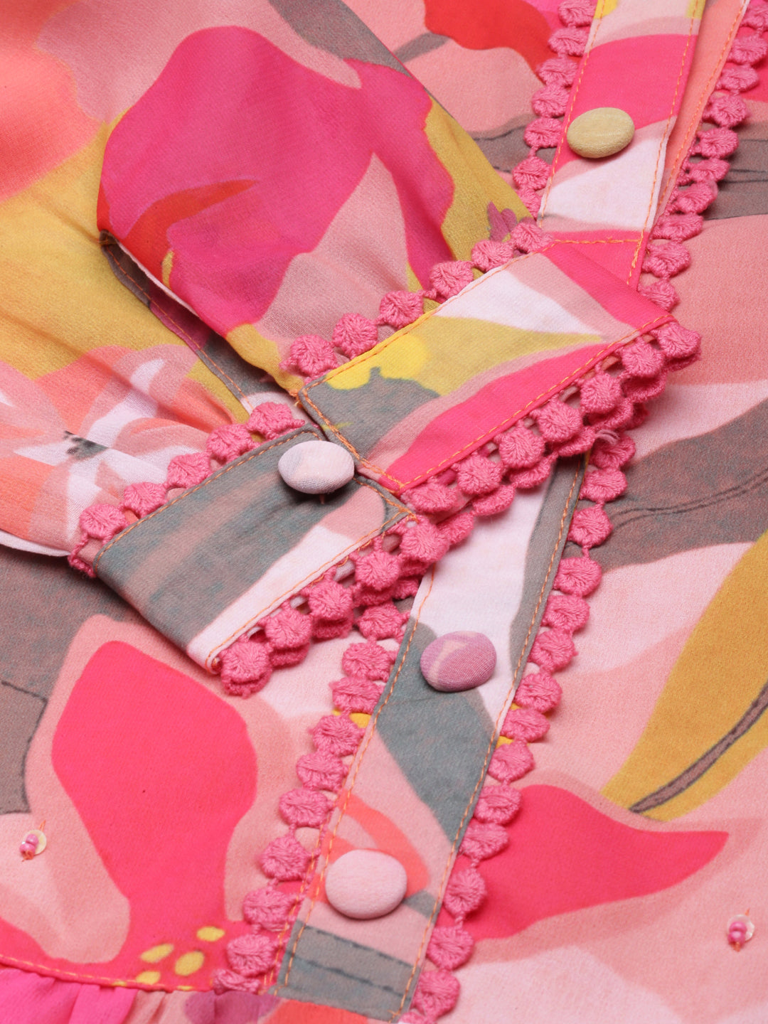 Women's Pink Floral Fit and Flare Dress