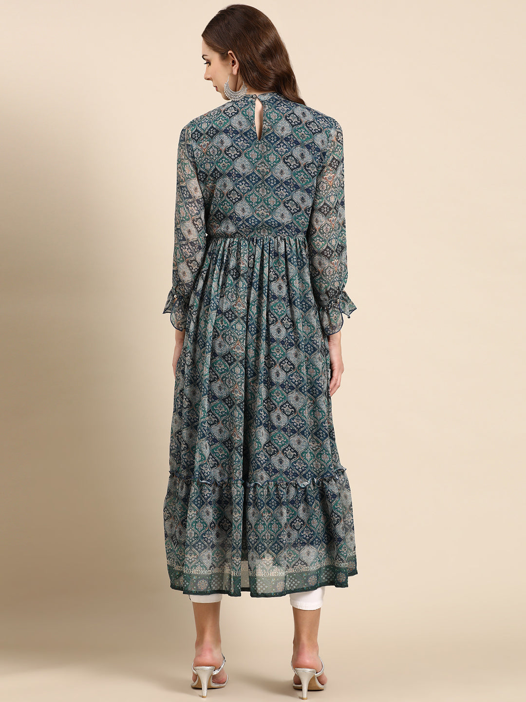 Women's Green Printed Anarkali Kurta