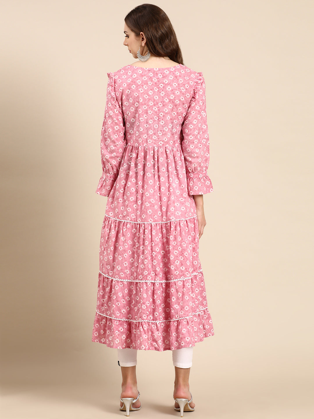 Women's Pink Printed Anarkali Kurta