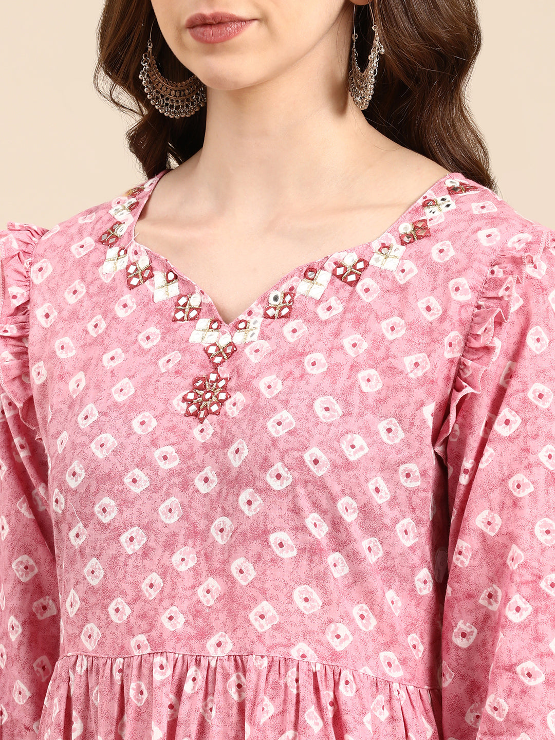 Women's Pink Printed Anarkali Kurta