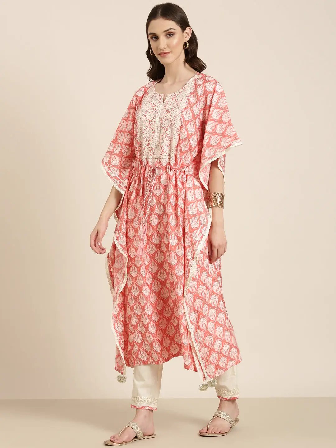 Women's Coral Printed Thread Work Kurta Set - from SHOWOFFFF