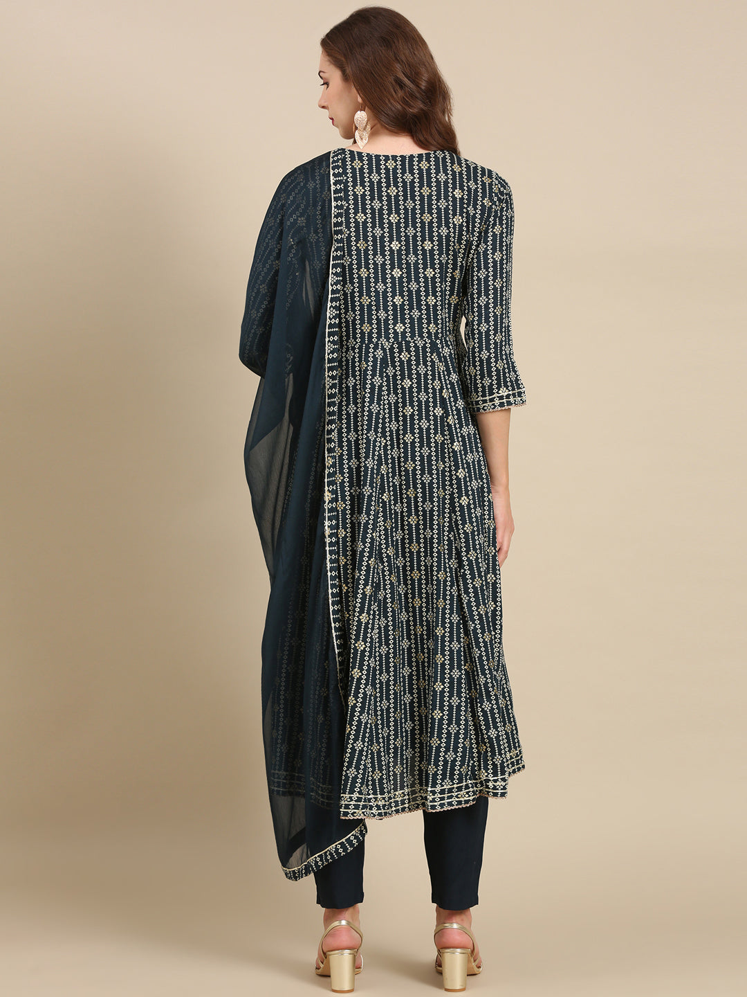 Women's Teal Printed Kurta Set