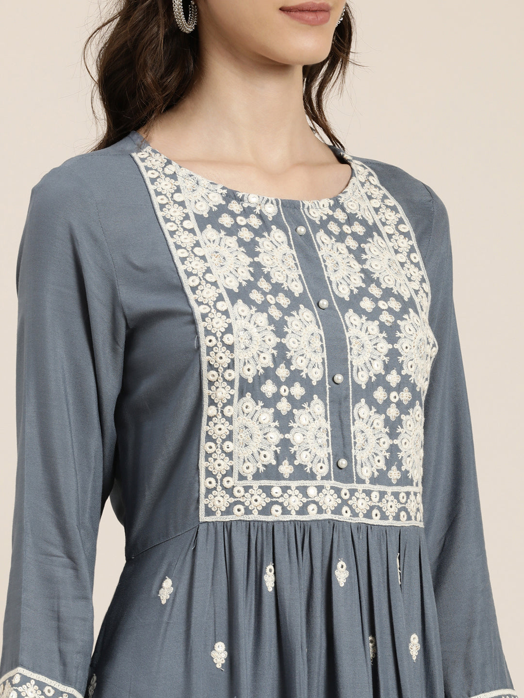 Women Grey Solid Kurta Set